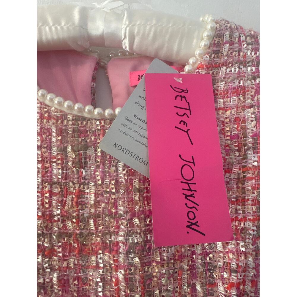 Betsey Johnson stunning Pink Tweed Dress with Pearl Detailing size 10 NWT - Picture 5 of 12